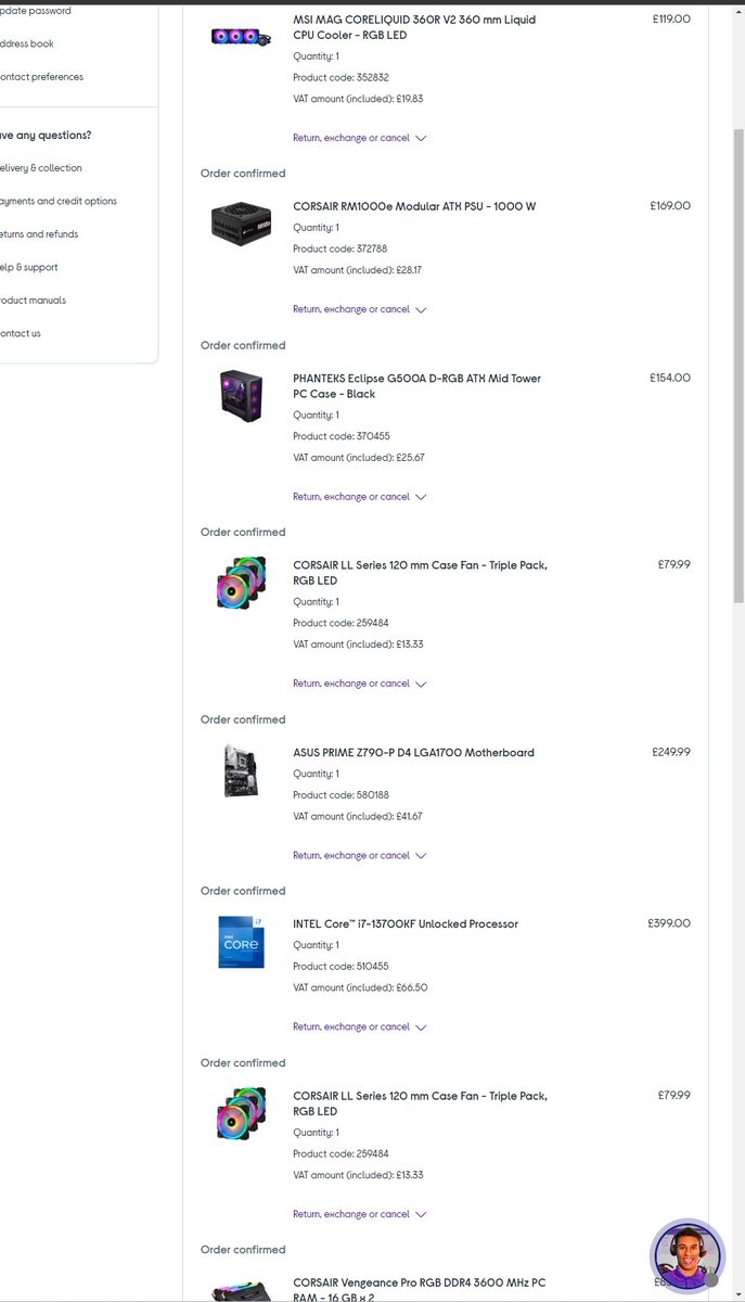 New parts are now on the way, just got to wait for my GPU to come back in stock.