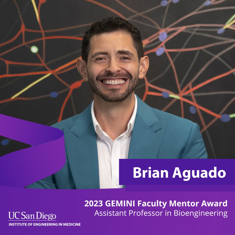 ucsd_iem's tweet photo. @BrianAguado, Assistant Professor in Bioengineering, and Nicole Felix, Bioengineering Ph.D. student, have been chosen to receive the 2023 GEMINI Faculty Mentor Award and the 2023 GEMINI Fellowship Award, respectively.

Congratulations for your well-deserved recognition! https://t.co/l2vx3pmL4Y