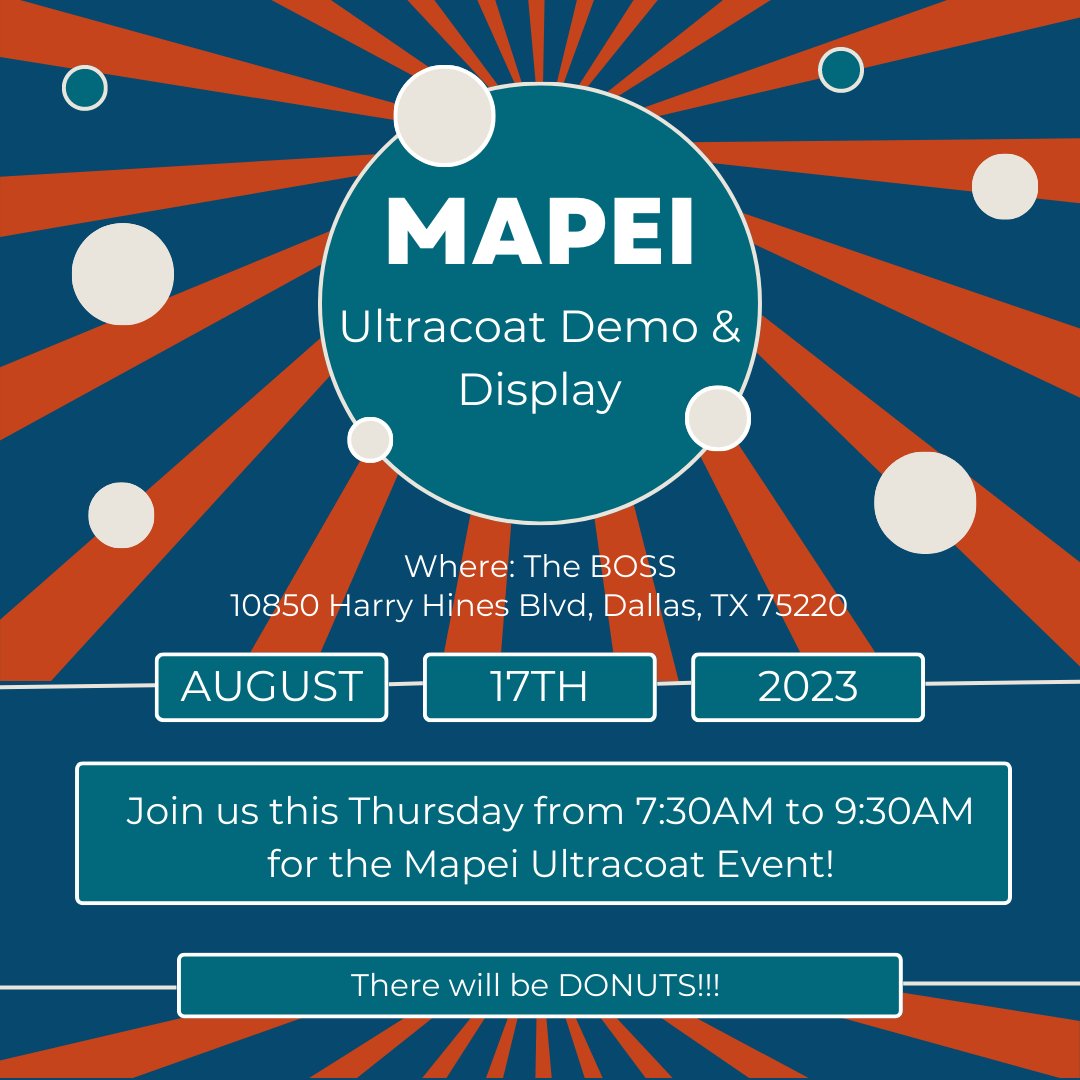 Don't forget! Hope to see you this Thursday morning for our @MAPEIUSA demo!

#homeimprovement #demo #dallas #flooringsolutions #shoptheboss #theboss #flooringexperts #dallastexas #flooring #flooringcompany #dallas #flooringdesign #contractor #contractorlife #contractors