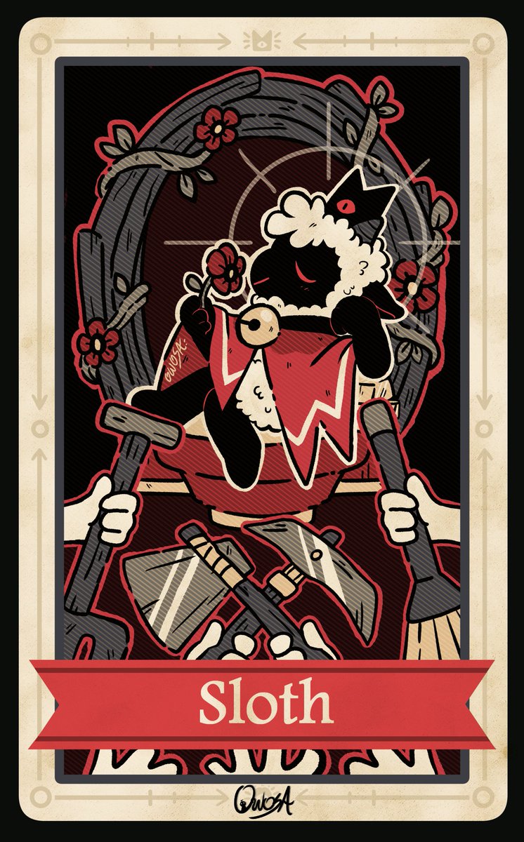 🐏Cult of the Lamb Anniversary Week ❤️
  Aug 15th - SLOTH
"Shame to the one who voluntarily wastes time on selfish entertainment instead of using it in means to salvation".

 #CultoftheLamb #cultofthelambfanart