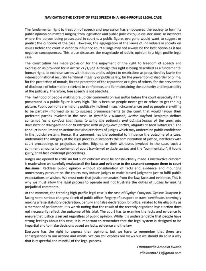 _mr_ask's tweet image. This article was written by Emmanuella Kwatia, a first year at the @UPSALawSchool .  Her interest in contributing to literacy and knowledge acquisition is so inspiring! On 14th August, 2023, she made her first appearance in the national newspaper; #DailyGraphic. Kudos to her 🥂
