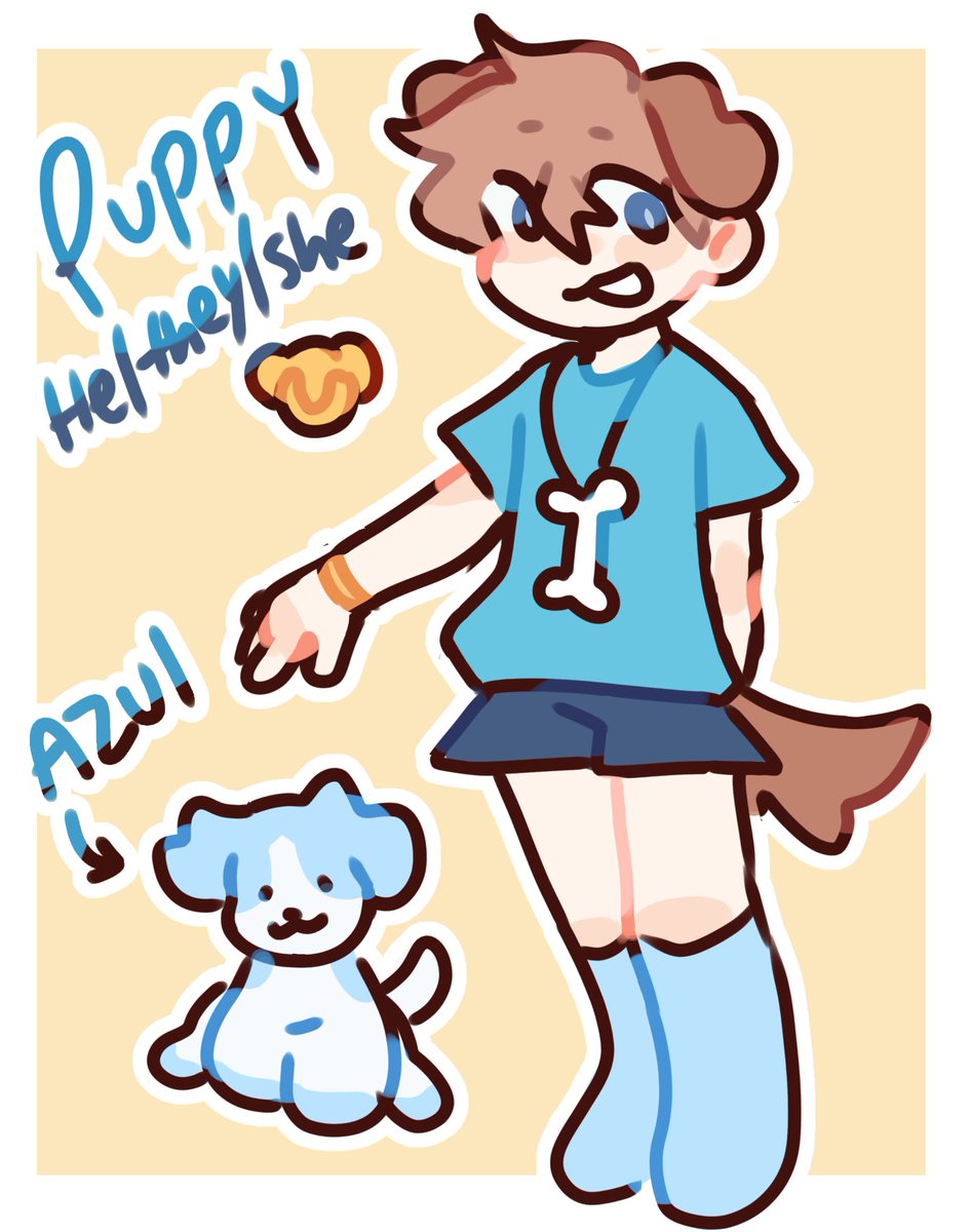 puppyscastle's tweet photo. lil reference sheet of myself!!! also the bone is chewlery 🐾🦴✨ https://t.co/fgNGYgGFyJ