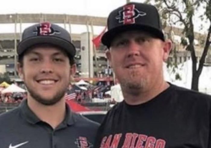 PrepDawg2's tweet photo. Landing former Fontana HS pitching star Kris Stevens (right, with son Cody) as pitching coach is sweet for Yucaipa HS. In 1990s Stevens was a huge deal. Our sports editor in Victorville told our photographer to make sure to get a shot of Stevens cuz he was destined for bigs ... https://t.co/mh4YAJmDqL