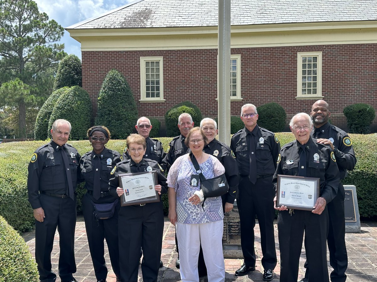 VBPD's tweet photo. Congratulations to Chaplain Hipple and Chaplain Finch! Last week, both were recognized with #VBPD’s Public Service Medal for their years of dedicated service.
For the whole post, visit: https://t.co/urdi5ecBnV
#VBPD #PoliceChaplain #VirginiaBeach https://t.co/dcVtIV2eKl