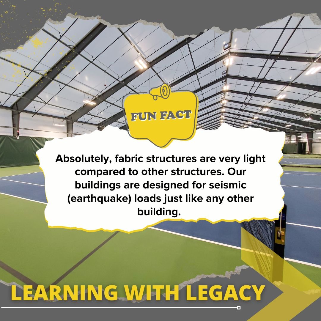 Legacy_Building's tweet image. On Friday, we asked YOU if it was a myth or a fact that fabric buildings were suitable for earthquake-prone areas. When it comes to Legacy&apos;s Tension Fabric Buildings...that&apos;s indeed a fact, folks!👍

#StructuralStrength #FabricBuildings #BuildYourLegacy