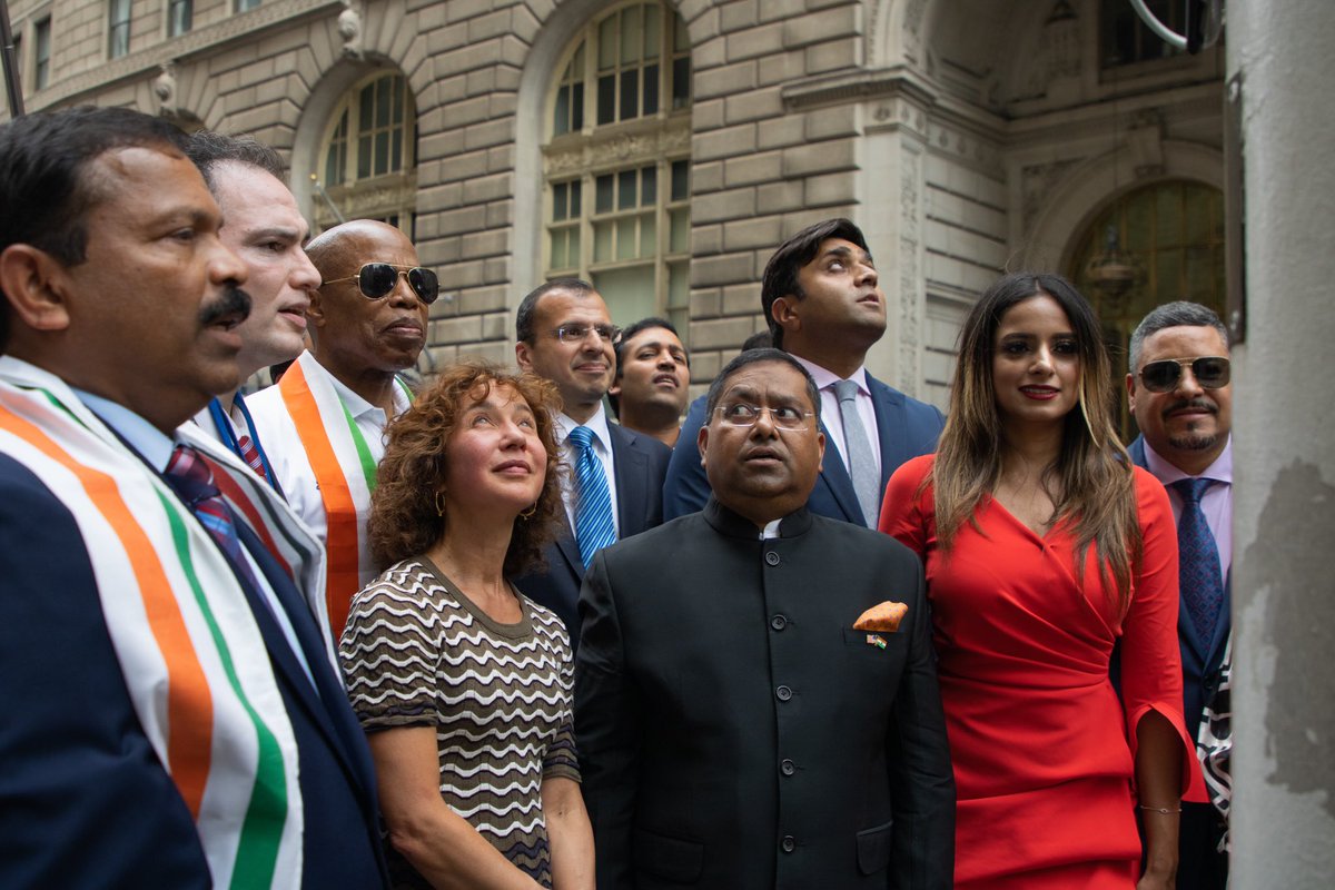 NYCMayor's tweet photo. New York City is the New Delhi of America. 

I'm so proud to have so many representatives of our Indian community serving in my administration. 

Happy #IndianIndependenceDay! 

#ShareAHeartNYC https://t.co/8rarjZzt3O