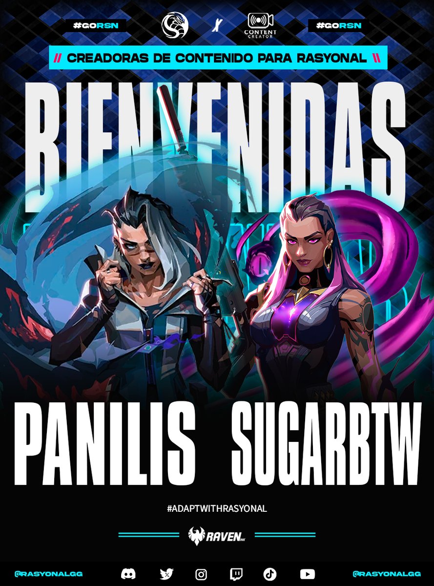 RasyonalGG's tweet photo. ¡Damos la bienvenida a una combinación épica de talento creativo! Rasyoņal Gaming está emocionado de presentar a @paniliss_ y @SugarBTW como #CreadorasDeContenido, dos fuerzas imparables que se unen para llevar la diversión y la emoción a nuevas alturas. #GoRSN #AdaptWithRasyonal https://t.co/7LQuTcwoMd