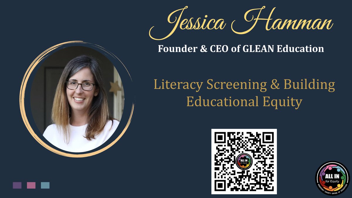 Struggling with how to support your struggling readers? Come & listen to Jessica Hamman, CEO of @GleanEducation speak on dyslexia screening & literacy equity! Only 11 days left to register! #AllinforEquity #ALLmeansALL #dyslexia Join us! monterey.k12oms.org/1519-238152