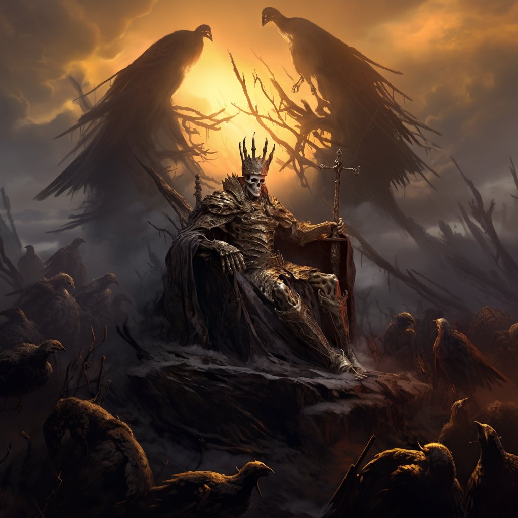 Imfreakingbasic's tweet photo. “Nothing gold can stay
What's dead is done
With one foot in the grave,” -After the Burial
#nothinggold #aiartcommunity #AIArtwork #midjourney #djent #metalcore https://t.co/xG36nufDdb