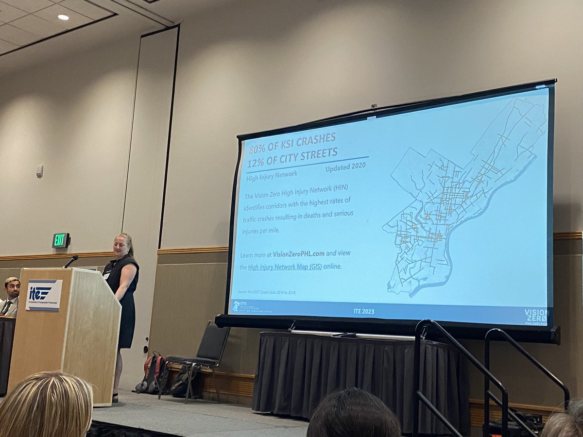 NKlineMcM's tweet photo. A broader look at the success metrics of City of Philadelphia’s arterial speed management arterial corridor planning efforts. #iteportland2023 https://t.co/60ovCojtJC
