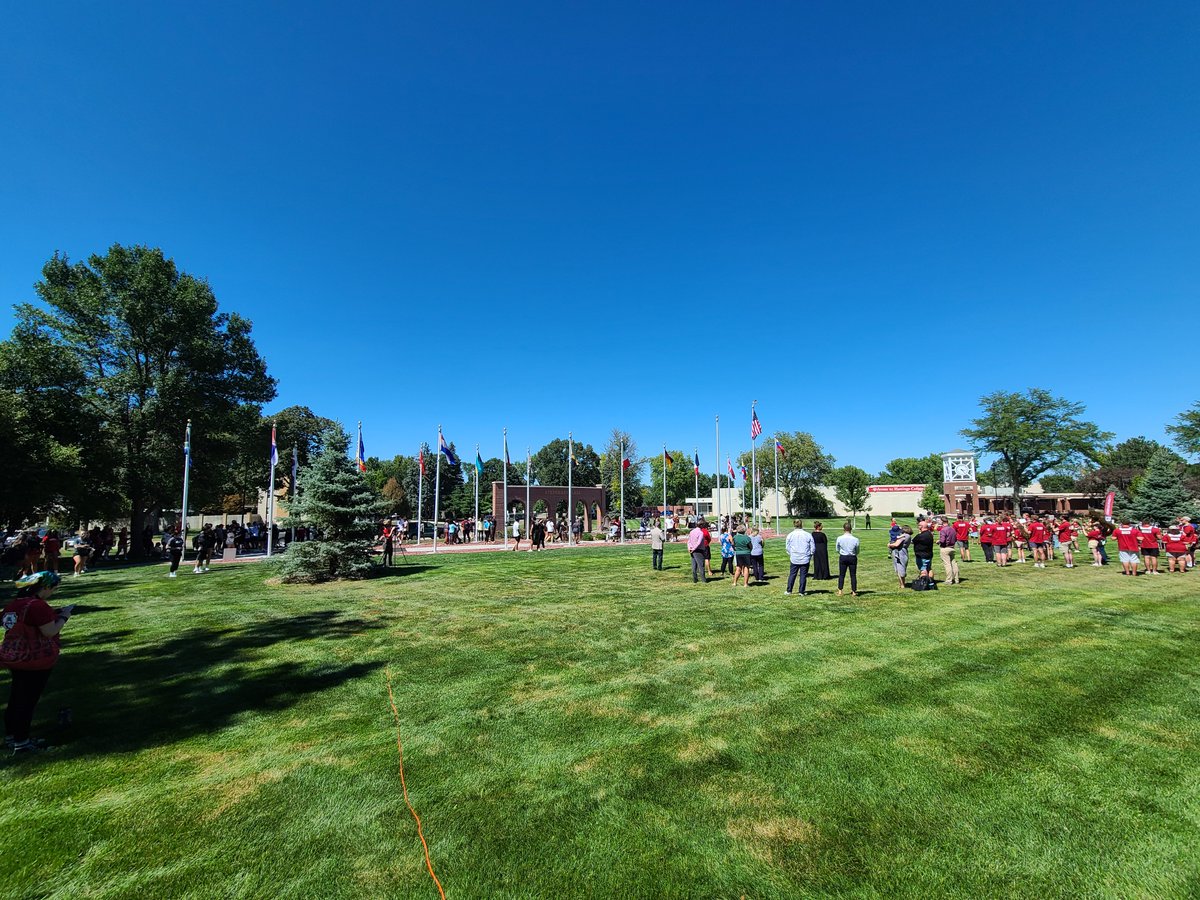 Today, students from 26 different countries raised flags that represent their home countries. It's a wonderful new tradition to be able to do this every August on Steinhart Plaza. 💖

#BroncosEverywhere #HastingsCollege