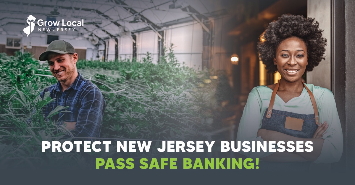GrowLocalNJ's tweet photo. NJ's safety hangs on #SAFEBanking. 

Denial of financial services leaves cannabis businesses reliant on cash-only operations, risking theft, money laundering, and organized crime. Take Action Now:
https://t.co/ziMgmEIQvt https://t.co/fAzzSzReqv