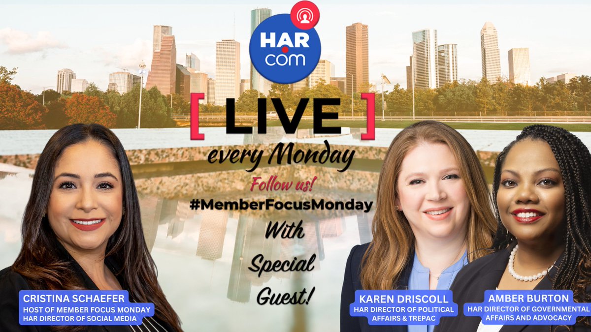 HARMembers's tweet photo. "Realtors are not only worried about real estate issues but also issues that COULD impact real estate. That's why it is so important to vote!" ICYMI see Amber Burton, HAR Dir Of Gov Affairs and Advocacy & Karen Driscoll HAR Dir Of Pol Affairs & TREPAC on #MemberFocus Monday! https://t.co/pMZVNqmG7n