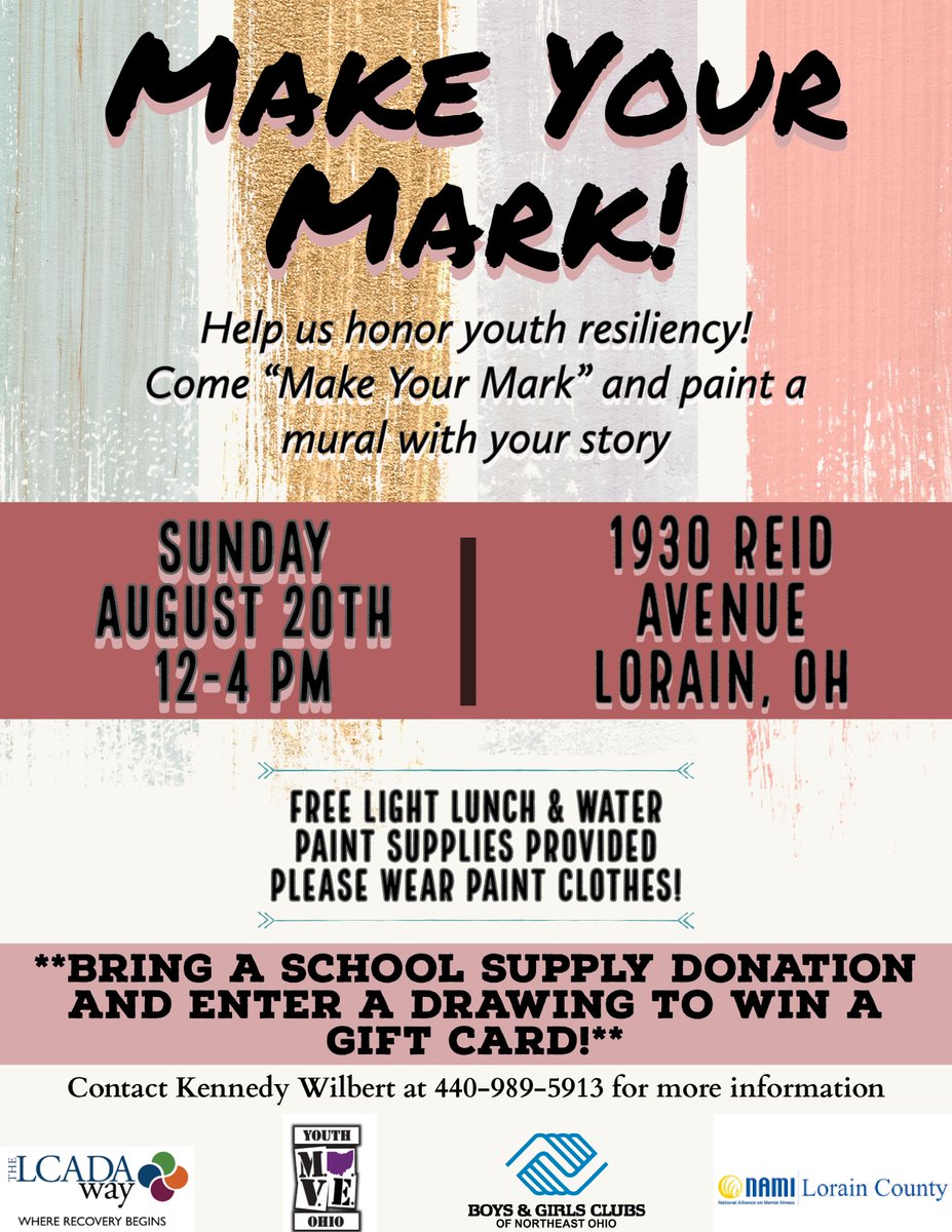 Honor Youth Resiliency! Join us for "Make Your Mark" Sunday, August 20th 12:00p-4:00p