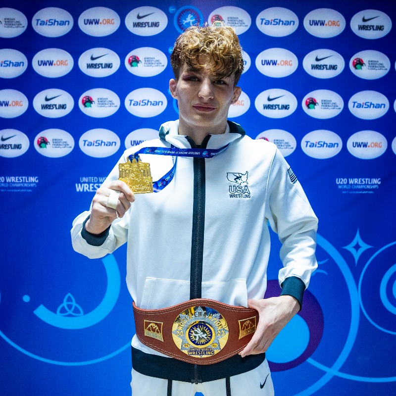 USAWrestling's tweet photo. Meyer Shapiro joined an elite club of Americans to win World gold at at both the U17 and U20 levels. Lilledahl, Mendez, Singleton and McDanel added medals to cap a terrific run on Wednesday in Jordan. #WrestleAmman