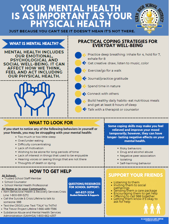 KHSD_Official's tweet photo. As we prepare to welcome back students tomorrow, here is helpful information about why mental health is important. https://t.co/HrSliDYXcr