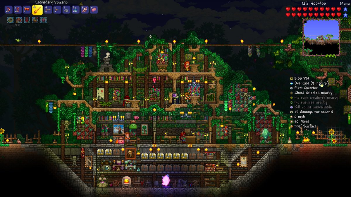 Dying_2_Play's tweet photo. Current Terraria 1.4.4 Ranger, Master-Mode Playthrough. My cozy little Forest Treehouse, Tree-Greenhouse and the Nurses little medical tent fort. LOVE me some Terraria! https://t.co/pL8za3HUHL