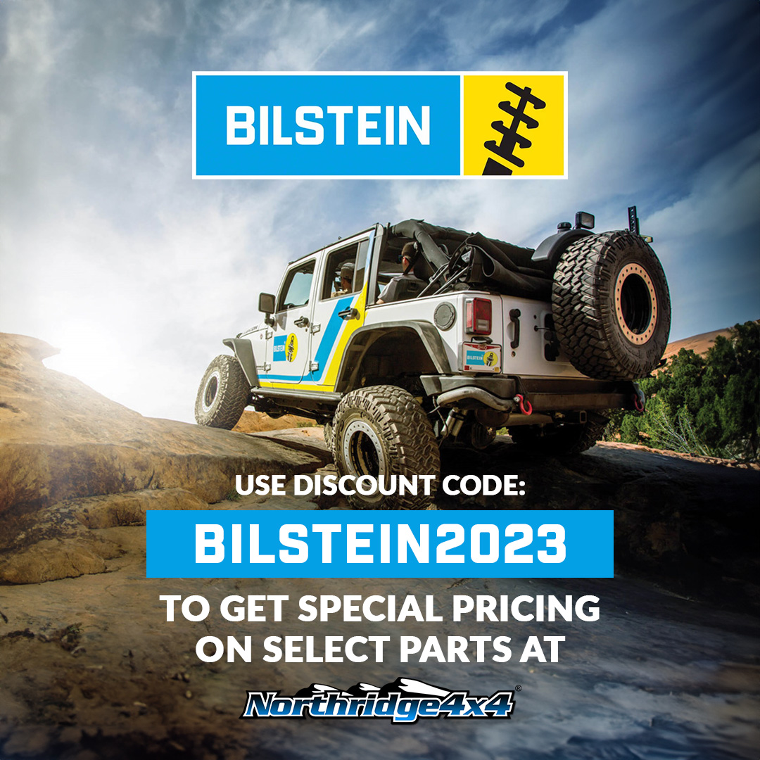 🚨 SPECIAL PRICING ON BILSTEIN 🚨
Use Promo Code: BILSTEIN2023 at check out to get discounts on select Bilstein parts at Northridge4x4  >>> buff.ly/3DYhuq4 <<<

#northridge4x4 #nr4x4 #northridgenation #deals #jeepjl #jeepjk #jeepjt #jeep #industryleader #overland