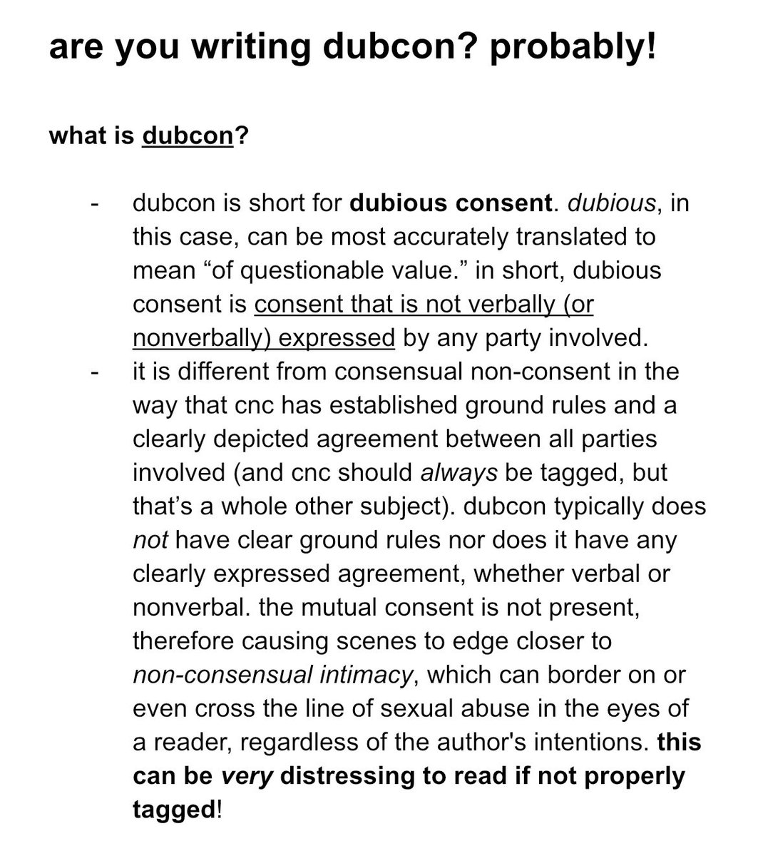 yuyomis's tweet photo. Dubcon for Dummies: a shortish-longish doc on what it is and why tagging it is necessary https://t.co/gd94cYSPQs