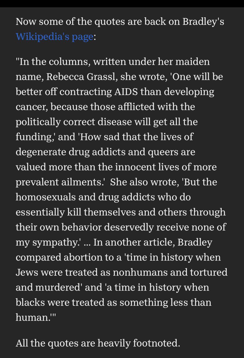 yourworstnemywi's tweet photo. Hey #Wisconsin & #Republicans, you know your gay nephew?
#SCOWI Judge Rebecca Bradley thinks he’s less deserving of medical care than your straight niece. #wwjd
So, whatever she’s word 🤮 this week, ignore it. She’s a anti #Christian nutjob. #wipolitics
Proof: https://t.co/QmLQK2iT2L