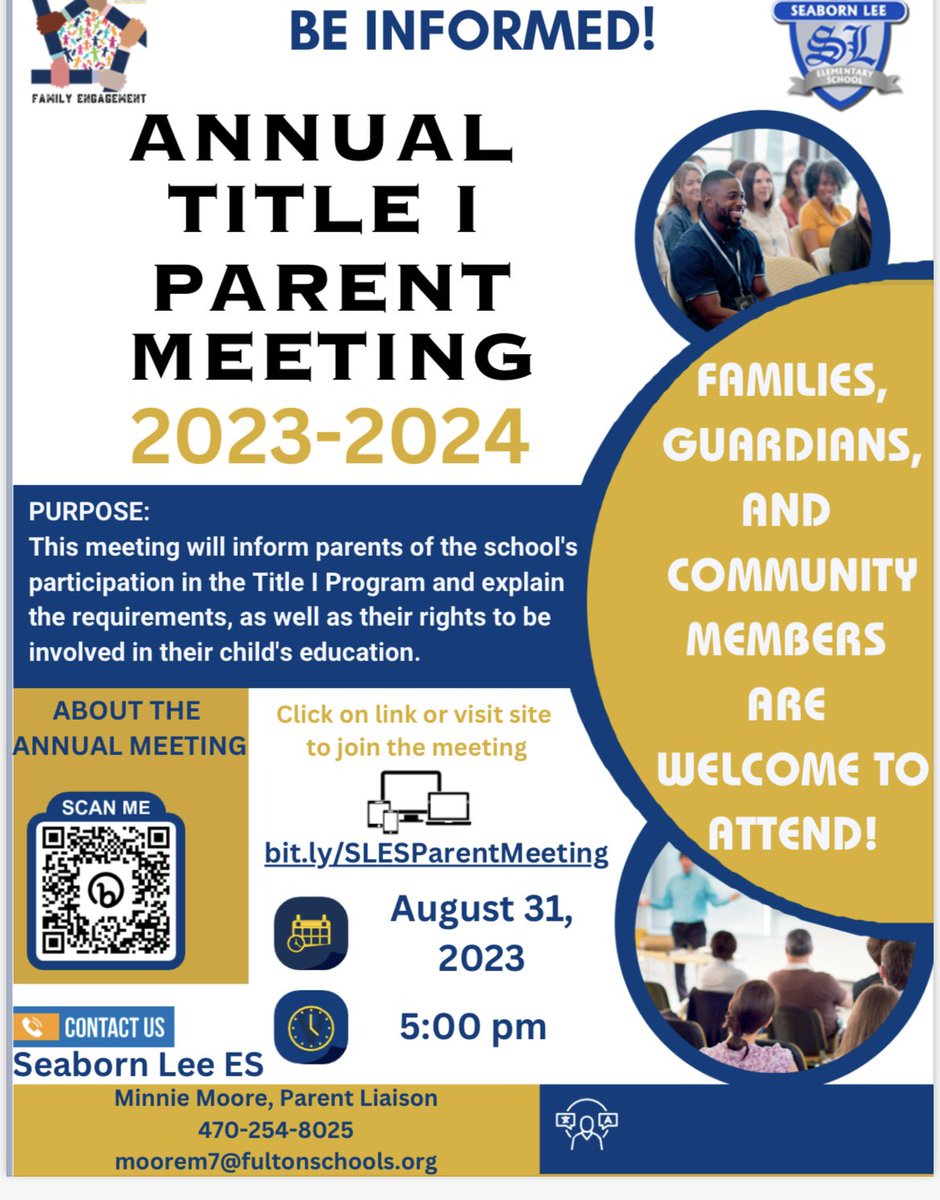 SeabornLeeElementary (@seabornleees) on Twitter photo Bulldogs! Please mark your calendars and join us on August 31st at 5:00pm for our Annual Title 1 meeting. <a href="/KGeducator8/">Kine' Geathers</a> <a href="/FCSTitle1/">FCS Title I</a> <a href="/RonMaxwellFCS1/">Ron Maxwell (@FCS)</a> <a href="/AlchemistofEDU/">Samantha Atchison</a> Bulldogs! Please mark your calendars and join us on August 31st at 5:00pm for our Annual Title 1 meeting. <a href="/KGeducator8/">Kine' Geathers</a> <a href="/FCSTitle1/">FCS Title I</a> <a href="/RonMaxwellFCS1/">Ron Maxwell (@FCS)</a> <a href="/AlchemistofEDU/">Samantha Atchison</a>