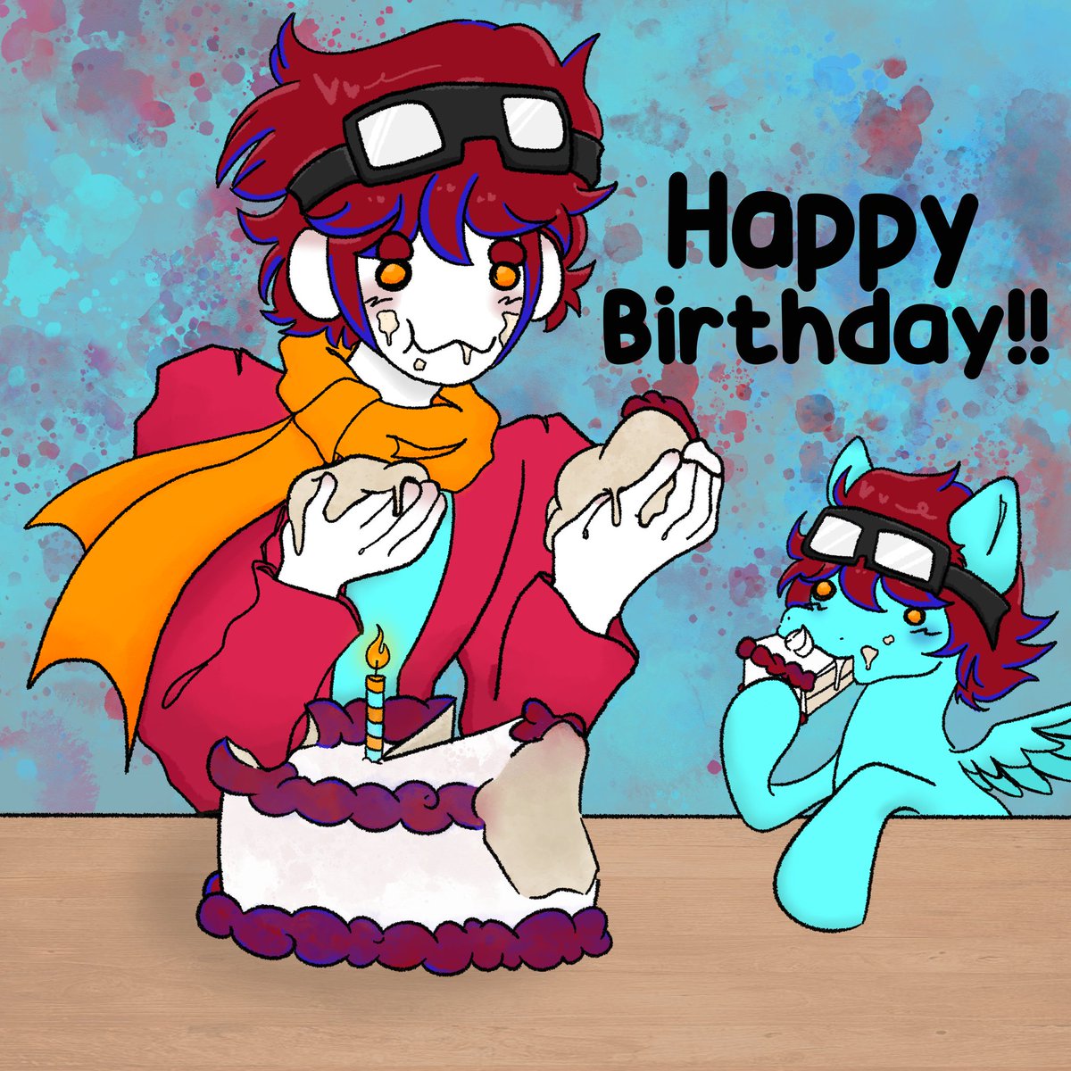 TheSpiritShift's tweet photo. Just finished my first 24 hour stream. Aside from a small blip where obs crashed it went off without a hitch!! Massive thx to everyone who joined me and the various raids I got!! Combined with the great time I had with my friend the day before and this fanart, BEST BDAY all year! https://t.co/02nmD02jDq