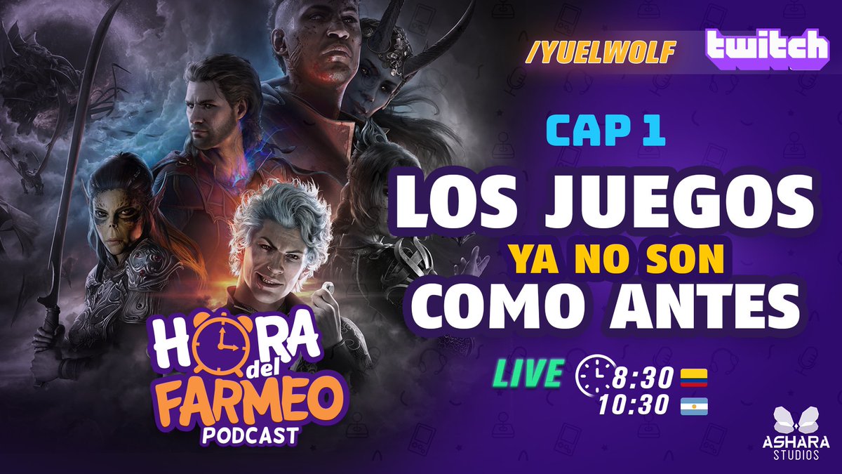 🌌 Sumérgete en el mundo de los píxeles y la pasión por los #videojuegos con #HoraDelFarmeo , nuestro nuevo #PodcastGamer ! 

No te pierdas el primer capitulo mañana por twitch.tv/yuelwolf 🎙️🎉