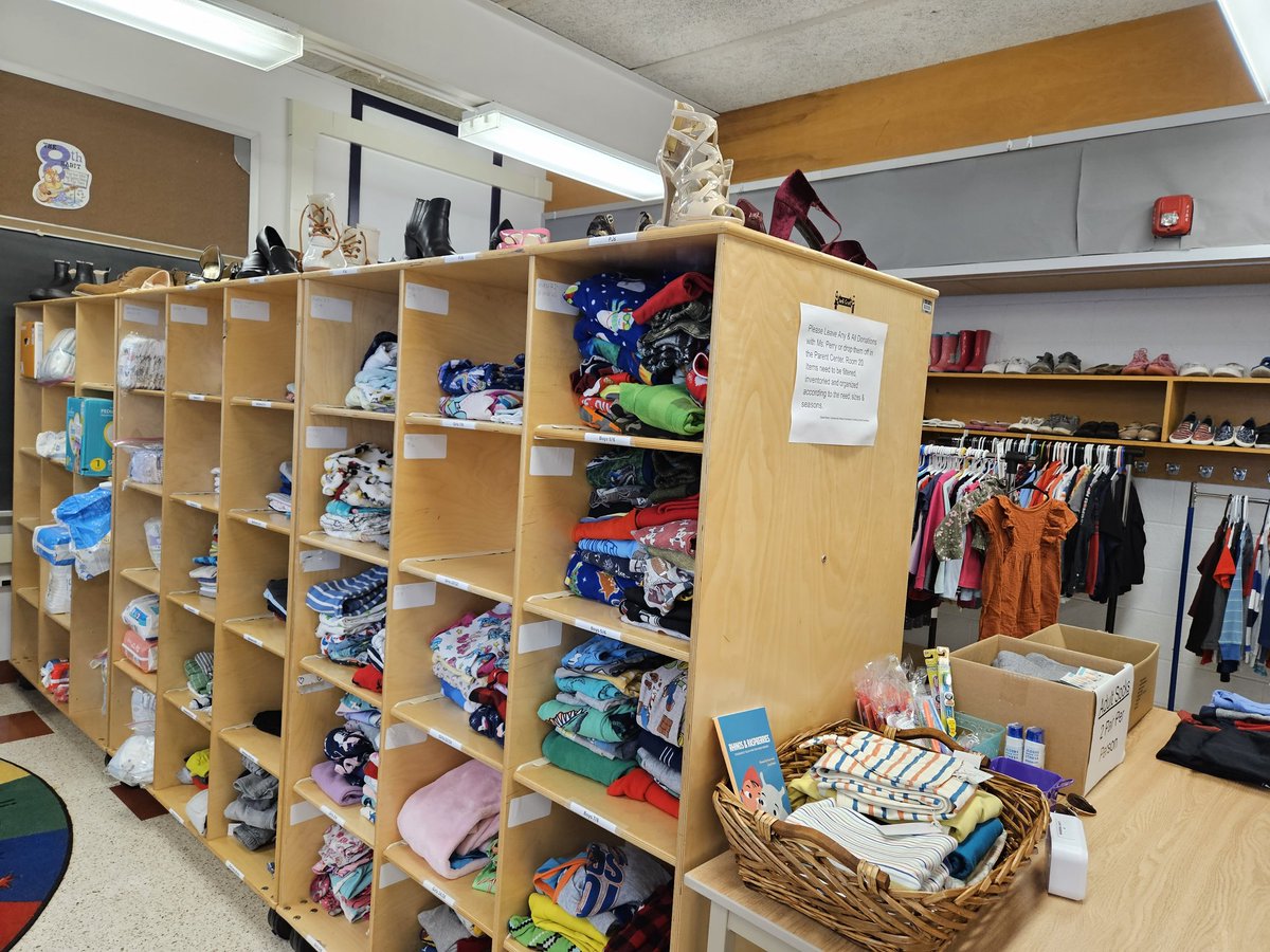 QianaPerry79's tweet photo. Westie's Wardobe is BACK! Everything is in its rightful place. With even more space. We are ready to serve the families of the @GreeceELC & the @GreeceCentral school district. Back to school shopping?? Families in need? Donations are coming in & being accepted. #TeamGCSD LetsGo!! https://t.co/2UV5QVaTCY