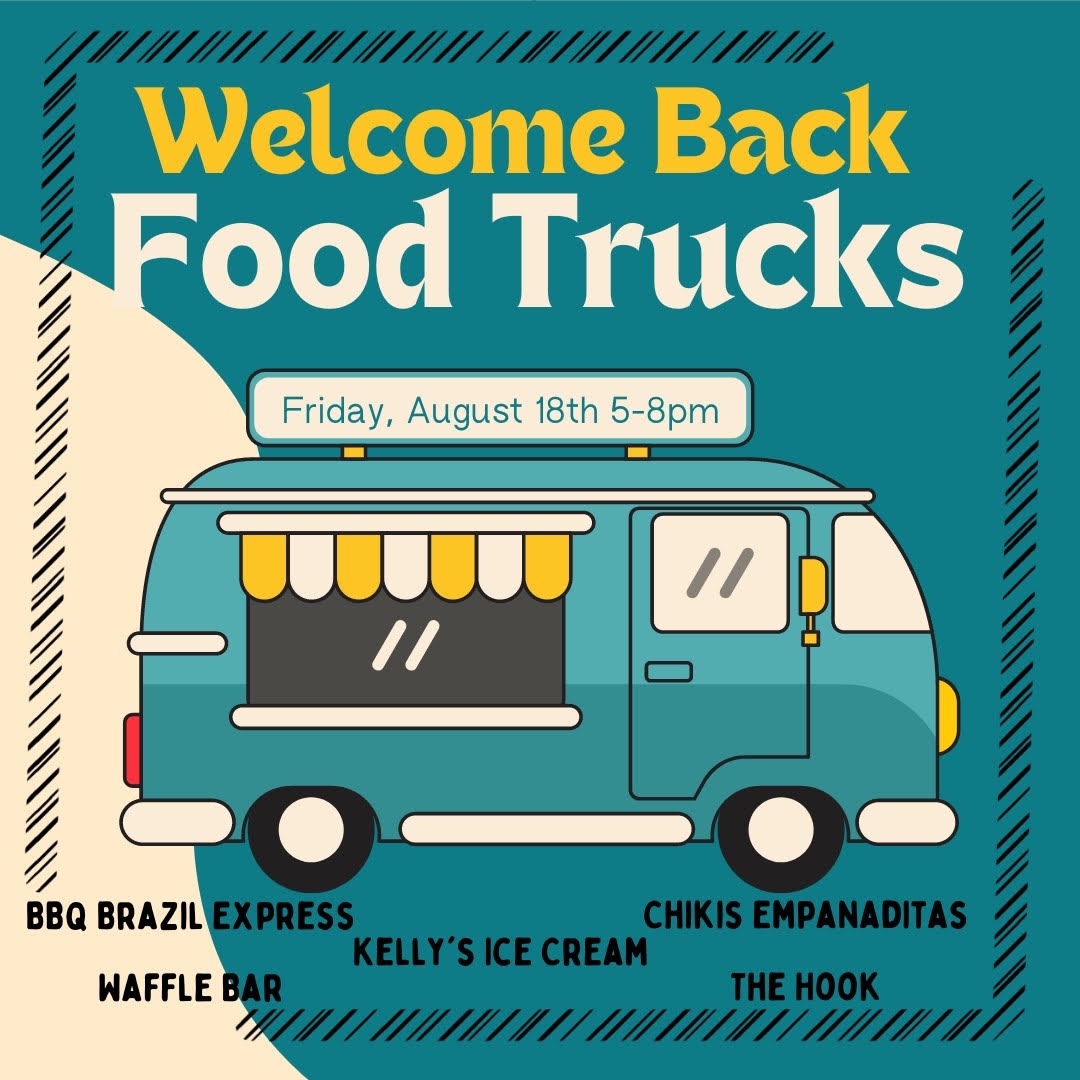 Mark your calendars and let your friends and neighbors know, we are having our annual welcome back food truck night.
Join us in the PE field on 8/18 for a night of community with your fellow Dragons from 5-8pm.
Bring a chair and some extra waters to keep cool!