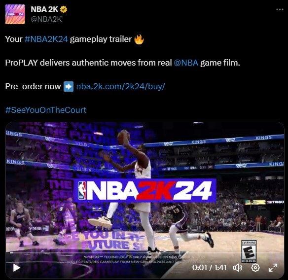 2kFanatics's tweet photo. The NBA 2k24 Gameplay trailer is here! Check it out on the link in our bio! Plus the blog post from the developers going over the upcoming improvements in-depth! #nba2k24 #nba2k #2k #2k24 #nba2kgameplay #nba2ktrailer

https://t.co/p0omVSWAnO https://t.co/1hcKwwXf9H