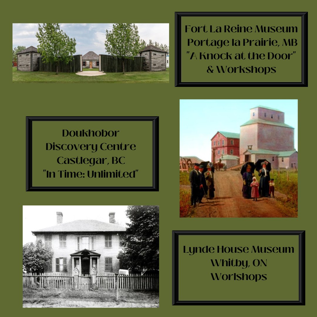 Today we were lucky enough to be able to present three experiences to three wonderful historic sites across 3766 km/ 2340 mi and in three different provinces! 

#portagelaprairie #castlegar #whitby #aknockatthedoor #intime #workshops #theatre #history #performance