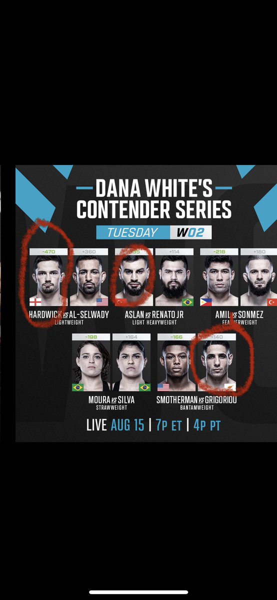 j_adams25's tweet photo. This is what I got this evening fellas. I really like the Grigoriou pick , he’s fighting out of Longo’s gym . #TeamLongo #DWCS @SpinninBackfist @SpikeBoyQ @PhiLeePhilly @SteamRollaa @cody_merrow @jackmac
p.s. ray said on @AnikFlorianPod he likes this matchup too. https://t.co/qEvzOWZP8z