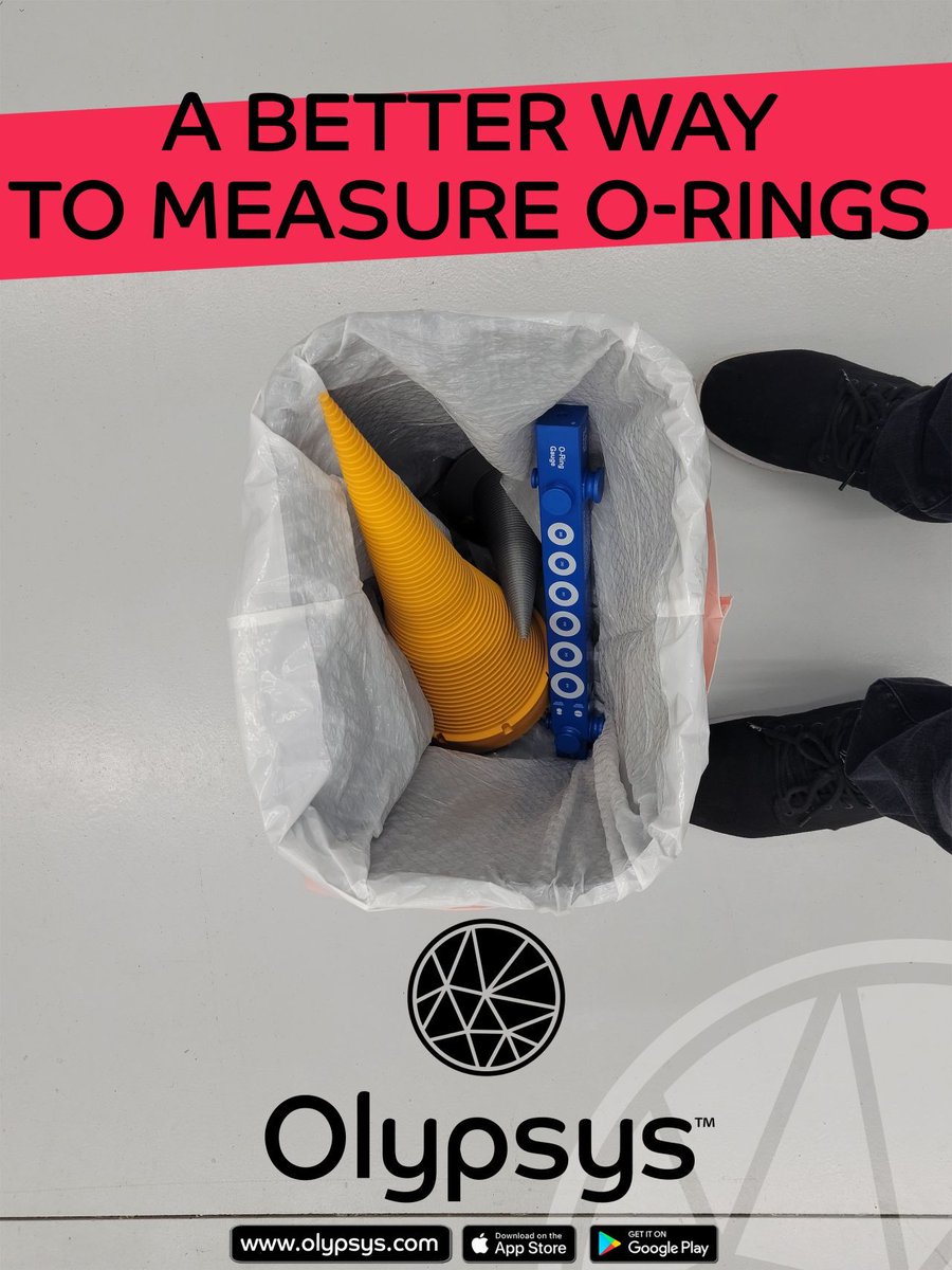 The 18" O-Ring Size Cone will identify 184 of the most widely used AS568 O-Ring sizes in five standard cross sections. Olypsys Technologies can identify all of those plus all of the similarly sized O-Rings in any other standard. #orings #industrial #ai #gaskets #Seal