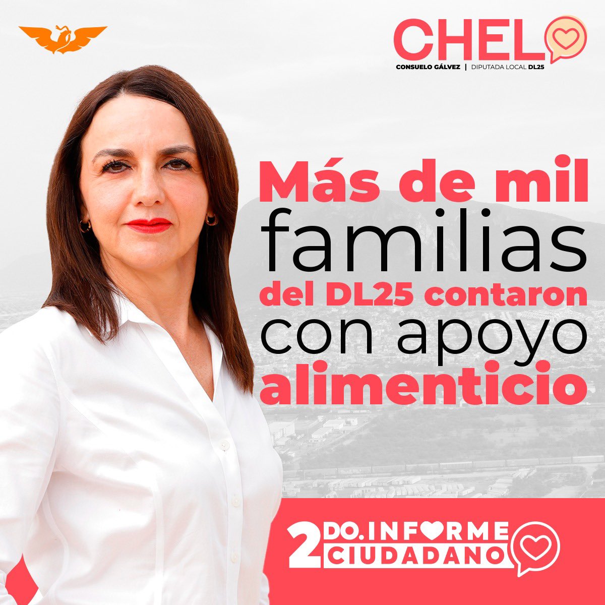 Mi compromiso: trabajar por el bienestar del #DL25. En este 2do. periodo legislativo, apoye a más de mil familias con alimentos, mejorando su calidad de vida. 

Contigo, ¡mejoramos Escobedo! 

#CheloGálvez  #Escobedo #DiputadaLocal #Distrito25 #2doInformeCiudadano #NuevoLeón