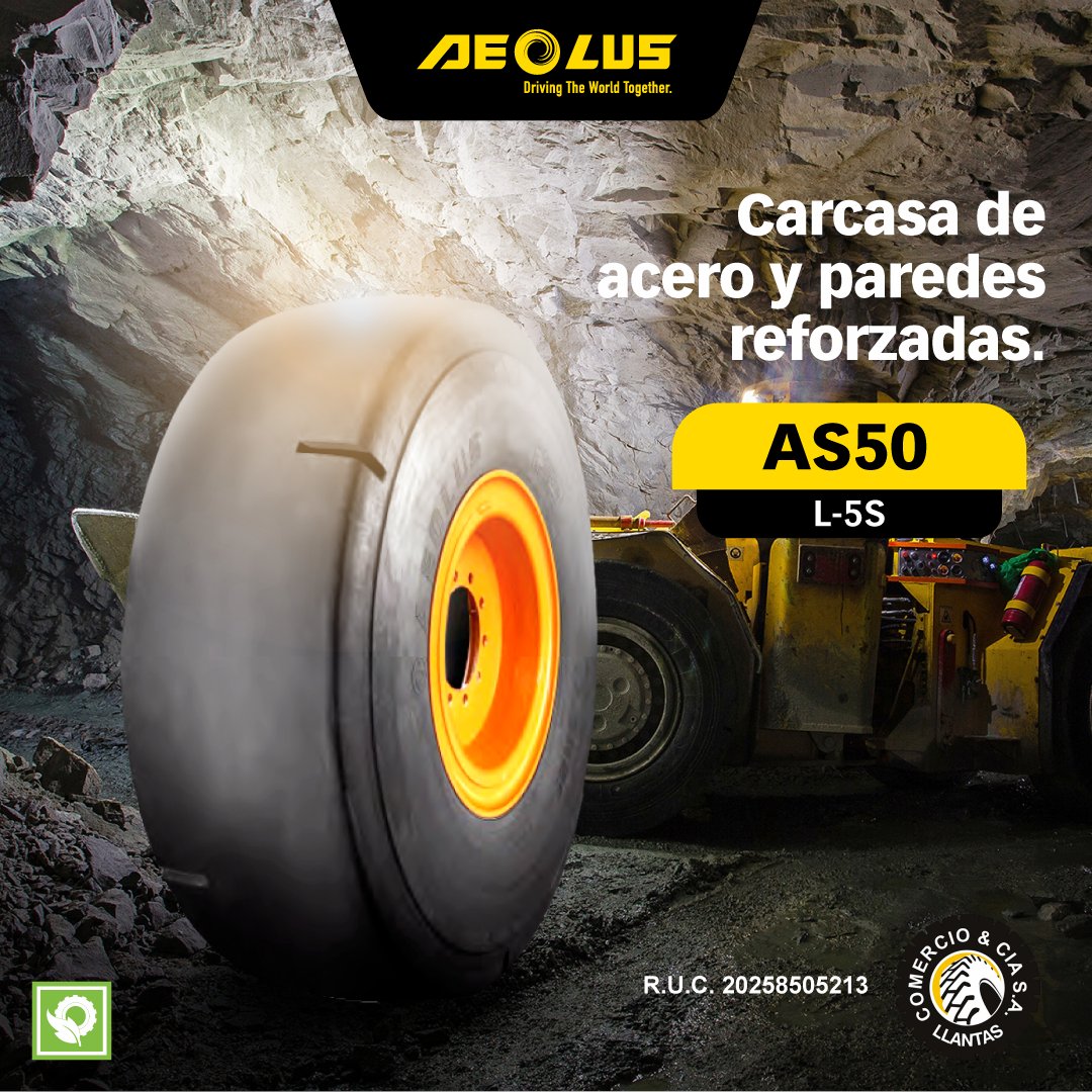 AeolusPeru's tweet image. Neumático radial liso para aplicación en minería subterránea. Caucho resistente a cortes y desgarros. El AS50 (L-5S).  
Comunícate con nosotros: 
✅: bit.ly/3OtgjVB 
✅: bit.ly/3YcRqRo  
💻Visítanos: bit.ly/3zm3Cna  #Aeolus #AS50 #L-5S