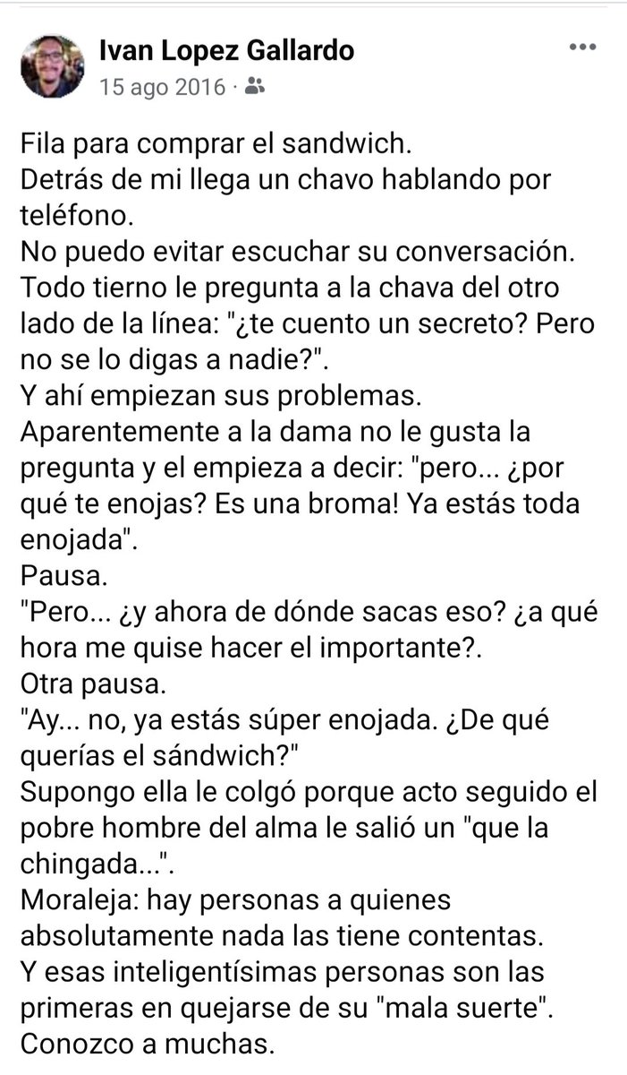 La historia del sándwich y el pobre chavo soportando el pésimo humor de una tóxica.
#HistoriasReales