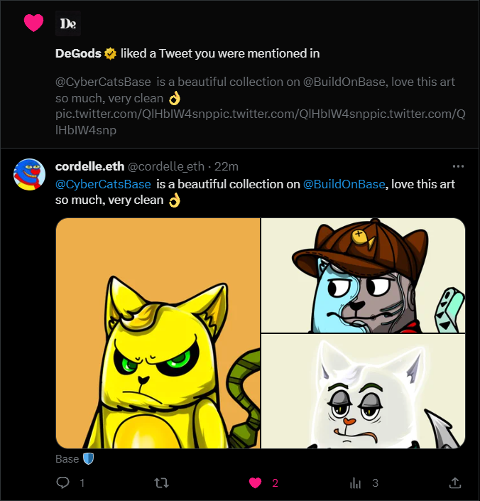 First OG Cat Collection Living On Base tweet media