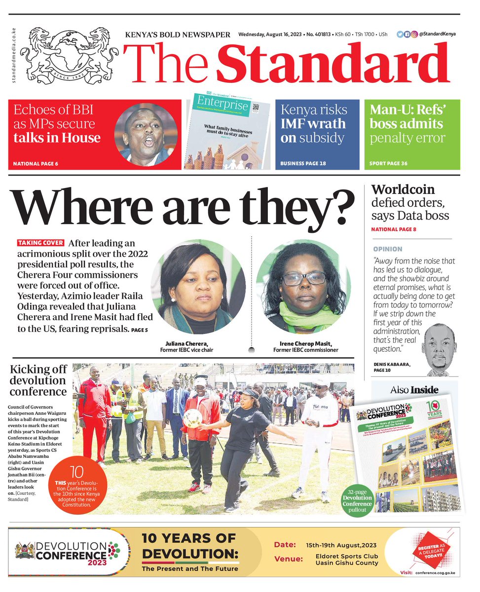 Where are they? Subscribe to the epaper on epaper.standardmedia.co.ke to read these and more stories. #FactsFirst #ZullyNaShugaboy