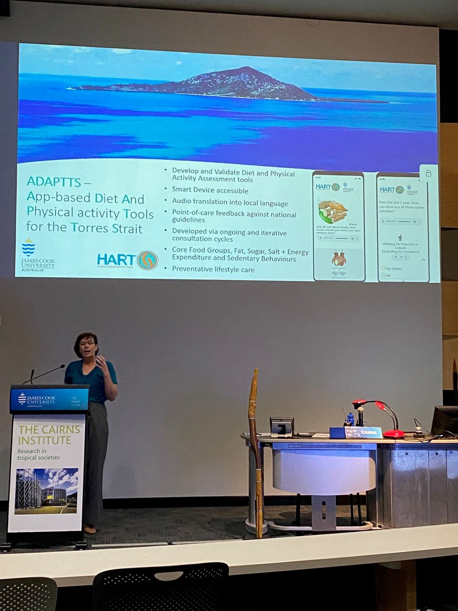 HART_Australia's tweet photo. @JCU CMD #3MT competition this morning – Big congrats to HART’s Mel Kilburn awarded 2nd place for her presentation on ADAPTTS–App-based Diet And Physical activity Tools for the Torres Strait.  Congrats to all participants, it was great to see all the amazing research. https://t.co/x4Fzf8tIio