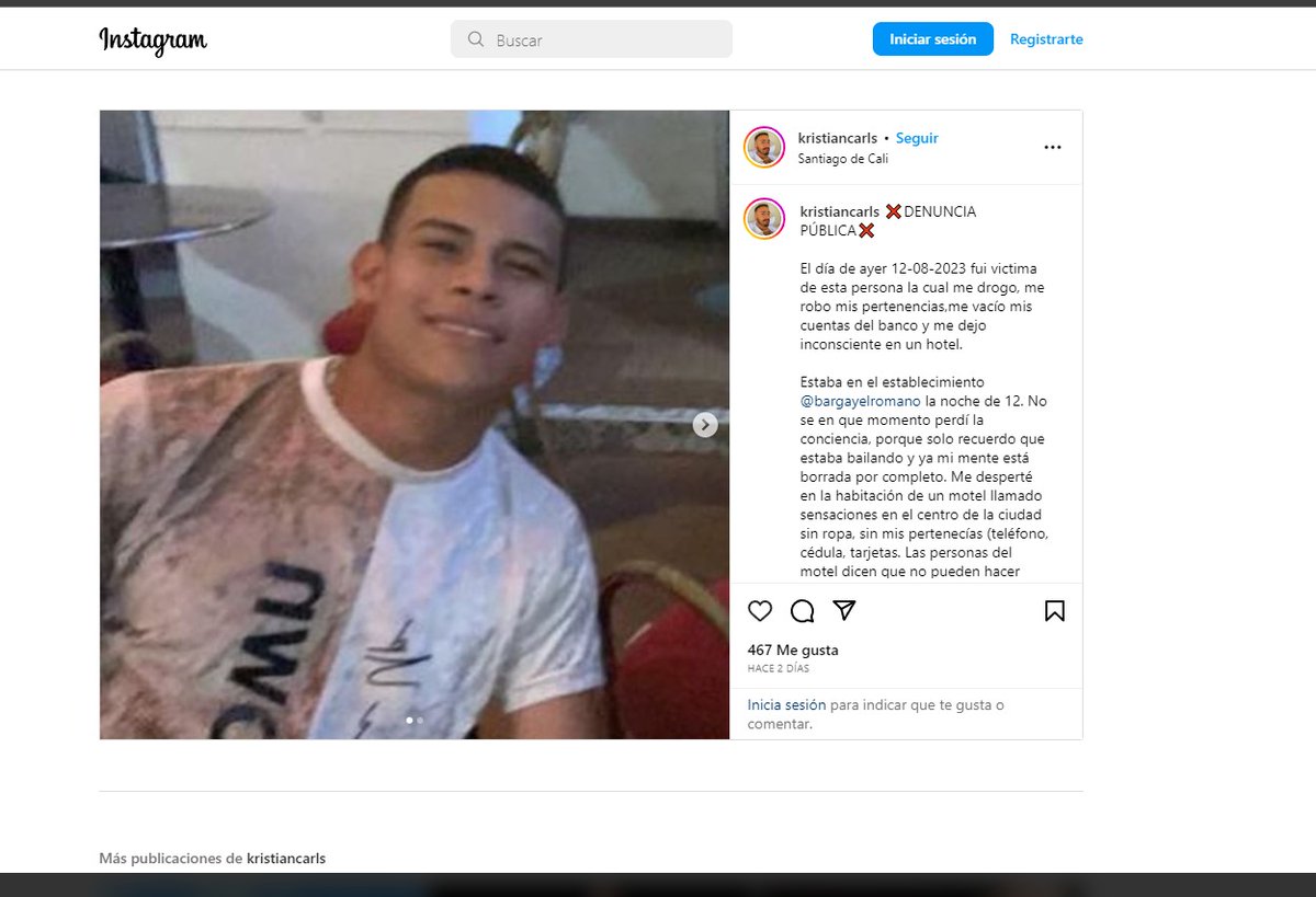 titansgrup's tweet photo. YA se tiene foto del ladrón, no es blanco es trigueño, NO anda solo, mucho cuidado que usa escopolamina, RT para que más personas se enteren, las diferentes victimas las abordó este fin de semana en el bar gay el romano de la zona rosa de Cali. https://t.co/taejTYh4l8