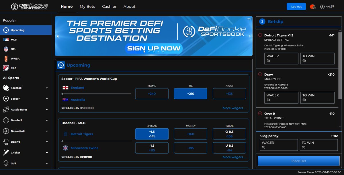 Dark mode is live now! Go check us out at DeFiBookie and get up to $250 FREE Bonus with deposit of any crypto! 🔥

🚨Giveaway!🚨  Like, RT, and Follow for chance to win $20 Free Bet on DeFiBookie! 5 winners in 24 Hrs! Comment your Sol wallet to win! 🤑