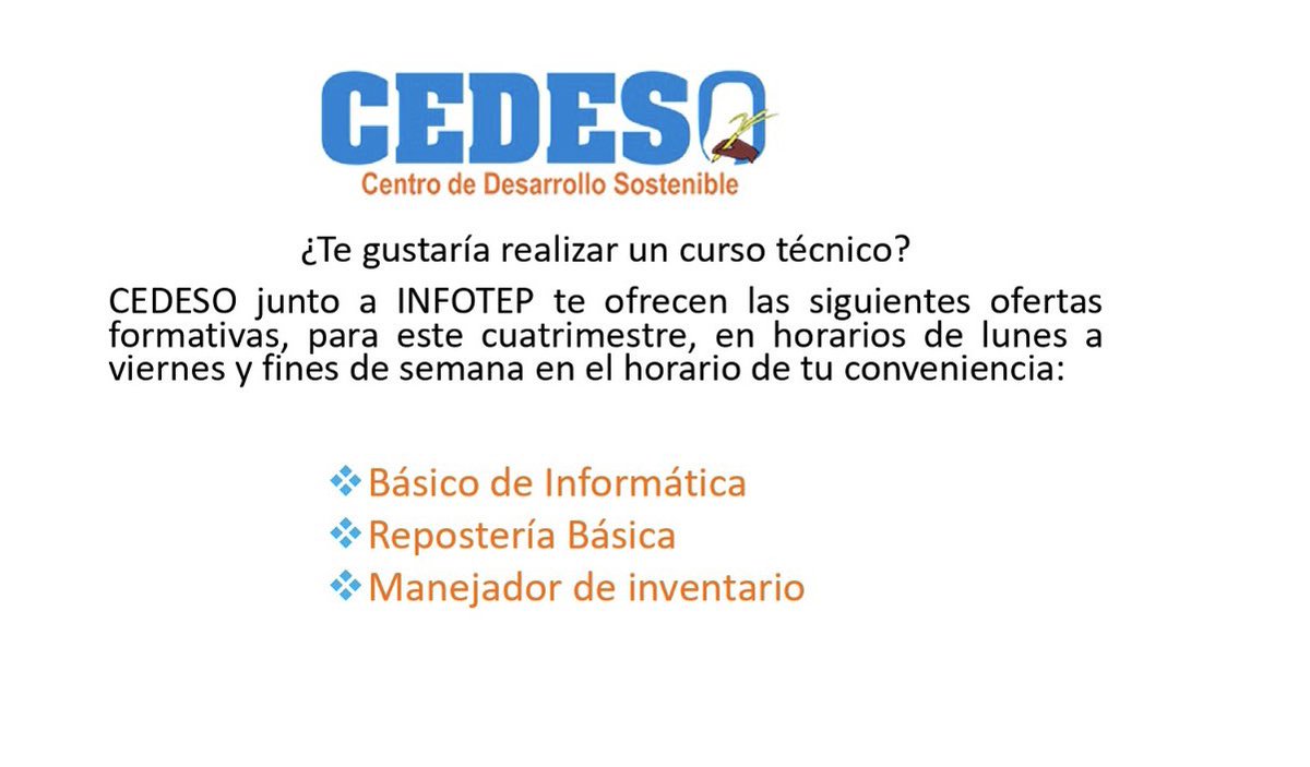 Centro de Desarrollo Sostenible (@cedesord) on Twitter photo 