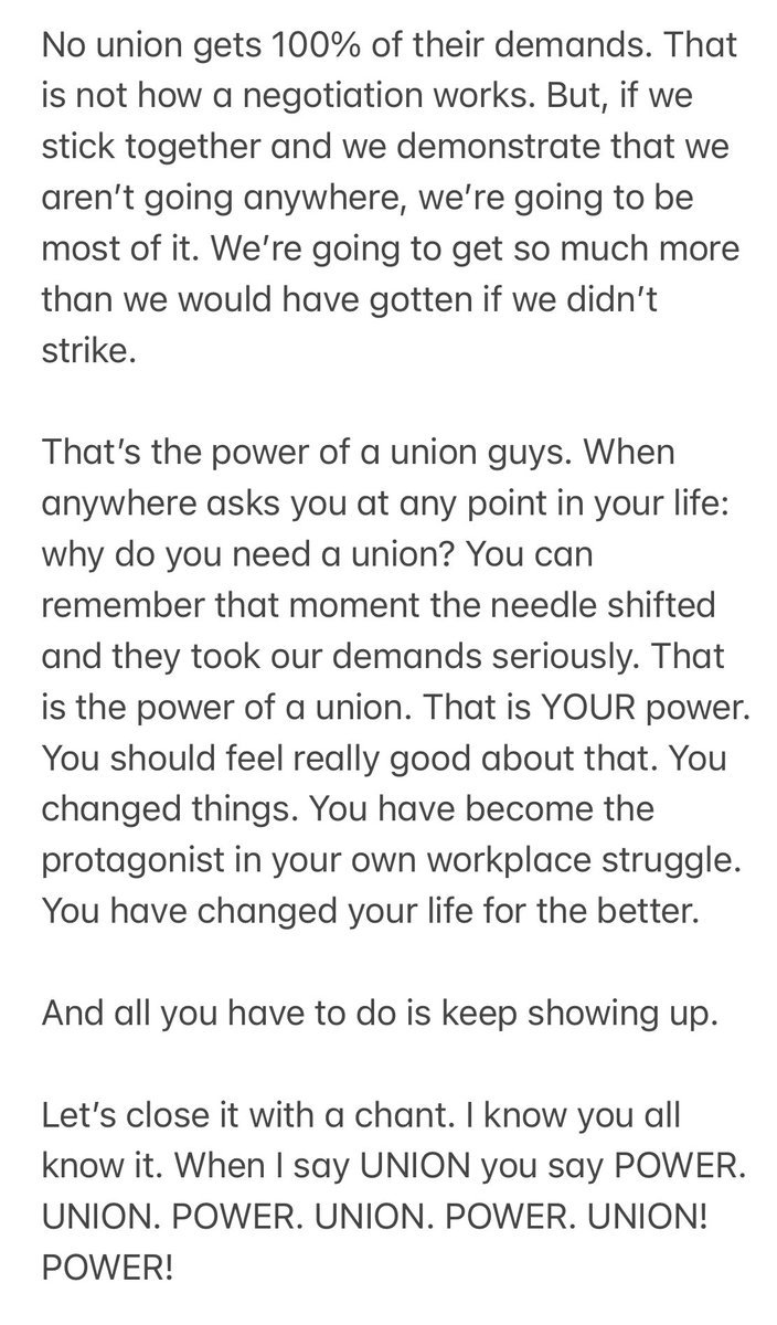 Today’s picket rally speech was about how the best thing we can do as negotiations resume is keep showing up on the picket line instead of doomscrolling.