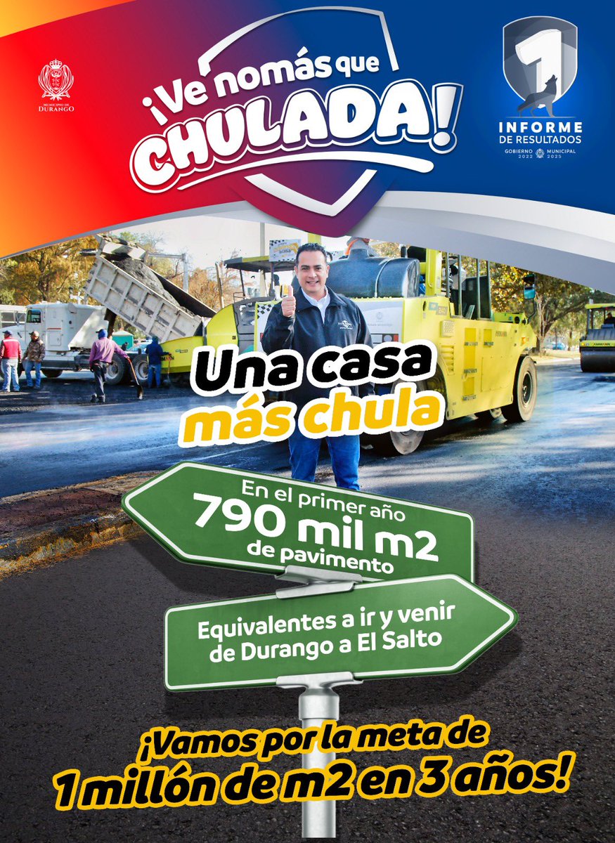 josejoseantonio's tweet image. Oye Durango, #VeNomásQueChulada. 👌

¡Por una casa 🏡 mucho más bonita vamos con todo para llegar a la meta! 🏁

#1erInforme
#ResultadosDGO 🐺🌳🦂