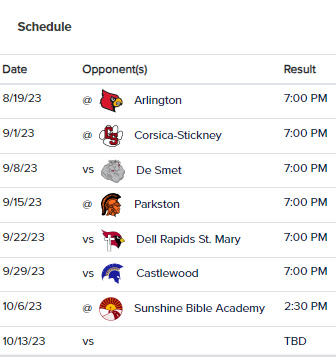 DakotaValleyCo1's tweet photo. 2023 ORR 
Football Schedule https://t.co/seglsE1j9L