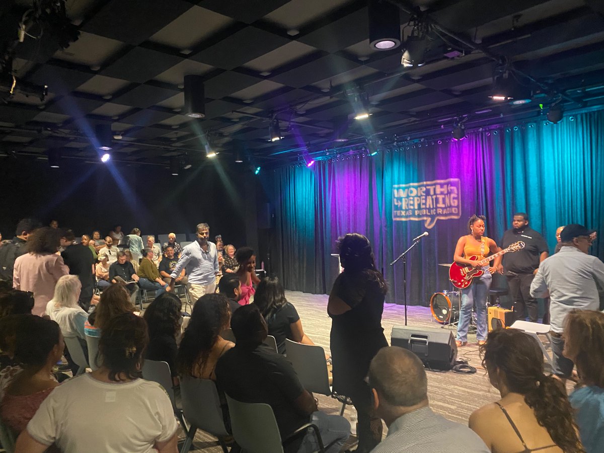 KgcProf's tweet photo. Fixing to be a sold out crowd @TPRNews for the Worth Repeating Book Launch. @tupress, Trinity storytellers, you do @Trinity_U  proud!!! https://t.co/9GQUzRCzyz