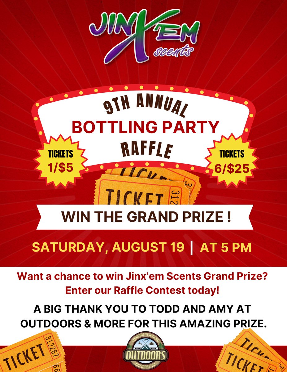 jinxemnation's tweet photo. 📢9th Annual Jinx'em Scents Bottling party is the 19th.  We have an amazing grand prize to raffle off!  Please read pictures below for more info. As always, you must pass all legal checks that are required by law. If you are the winner and live too far away to pick up, you[...] https://t.co/9LMgcRH8vs