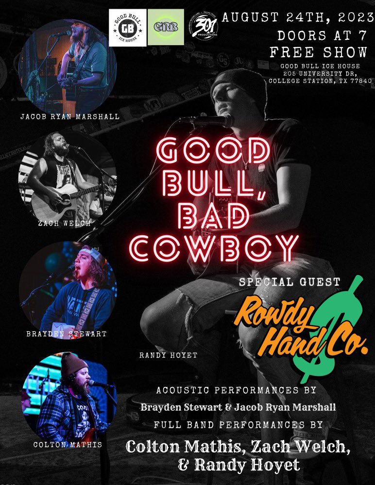 COLLEGE STATION! FREE SHOW NEXT THURSDAY!

Y’all pull up for some great live music 🤘🏻