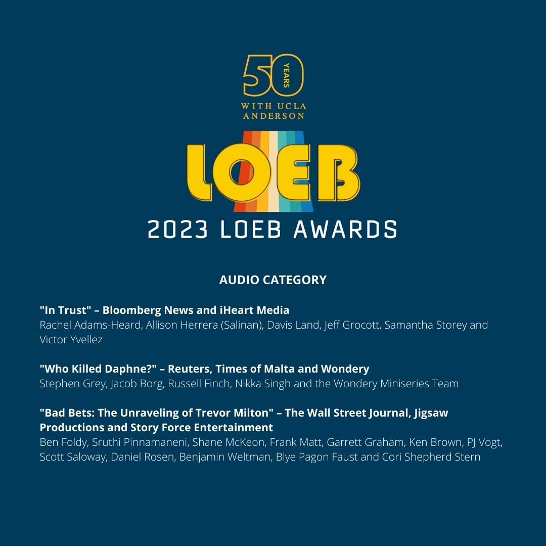 #BadBets is a finalist in the 2023 @LoebAwards! We’re so proud of this story and the hard work the entire team put into it. Here’s to electric trucks and Wall Street sleuths! 

Listen to all of #BadBets Season Two wherever you get your podcasts. @JigsawProds @WSJ