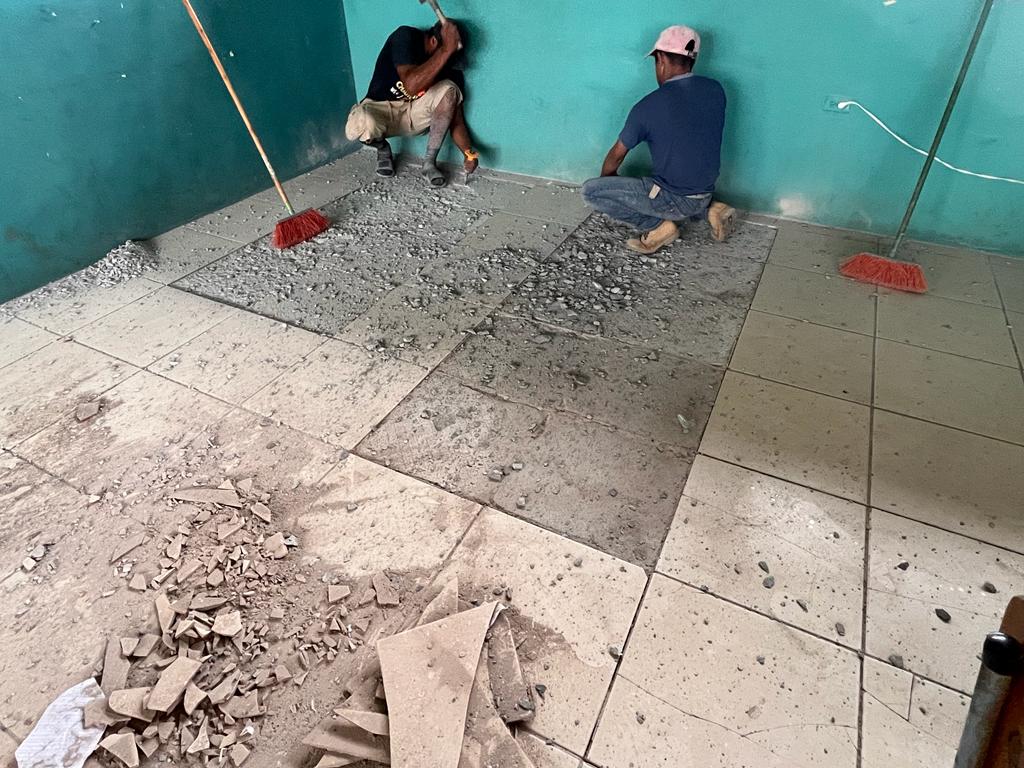 TILE REPAIR PROJECT UPDATE #1 Tile work repairs on the schoolhouse were started this past weekend. The goal was to replace the broken tiles in the classroom. We were able to purchase 44 tiles, 2 cement bags, and 11 lbs of grout with GoFundMe. gofundme.com/f/local-commun…